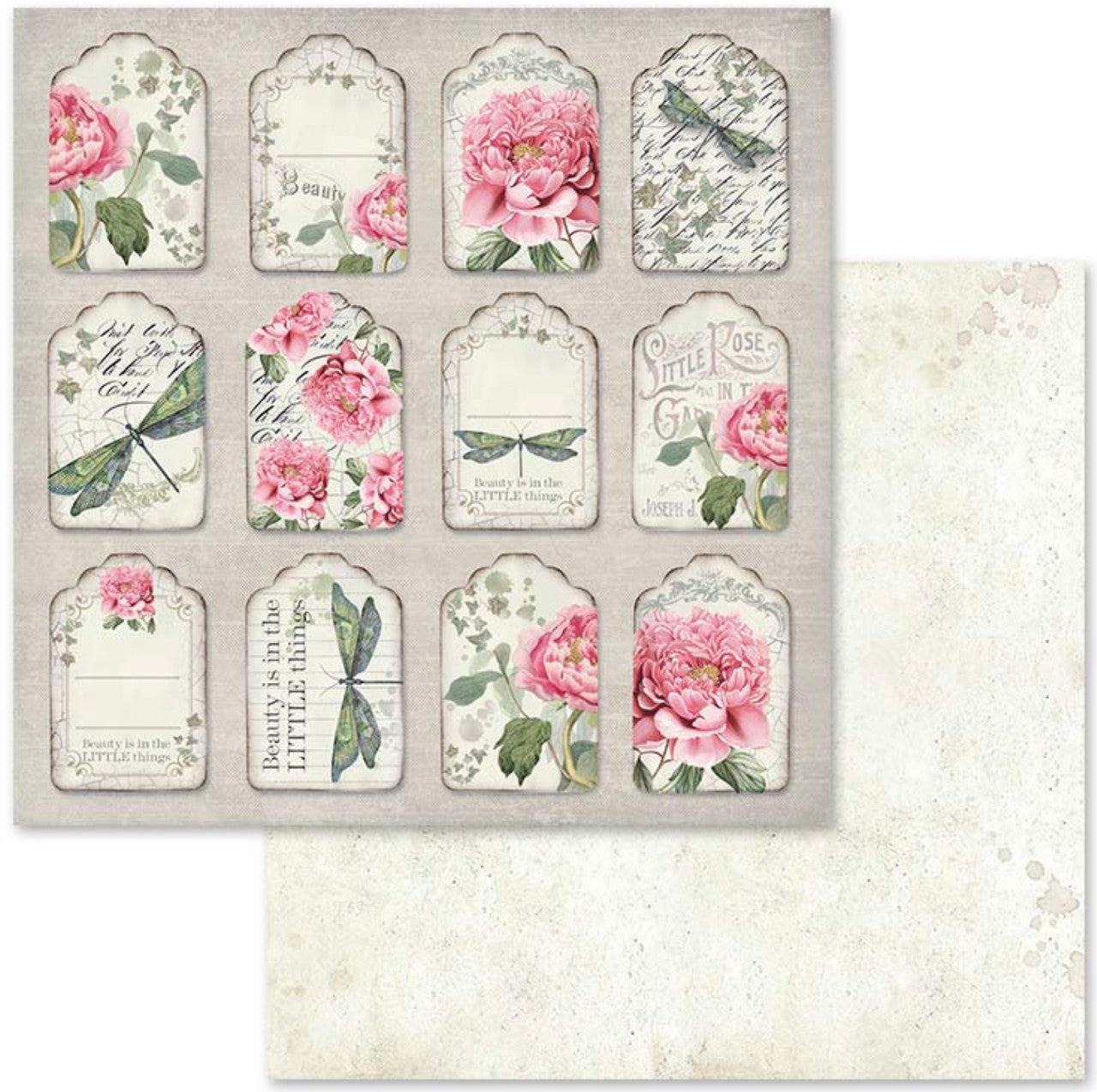 Paquete de papel Stamperia Letras y Flores 12" x 12"