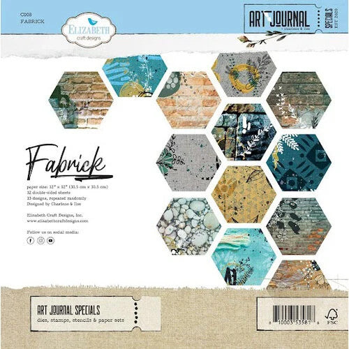 Paquete de papel Elizabeth Craft Designs Fabrick de 12" x 12"