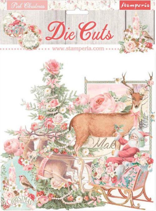 Troqueles navideños rosas de Stamperia