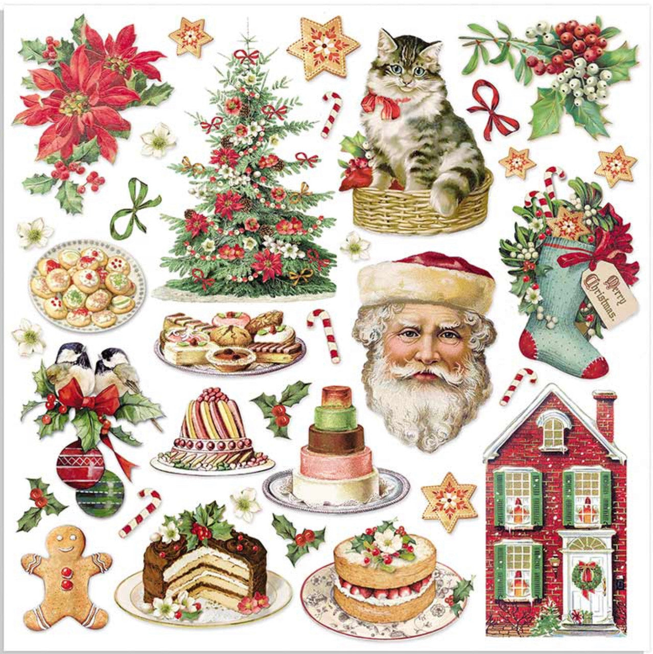 Paquete de papel navideño clásico Stamperia 8" x 8"