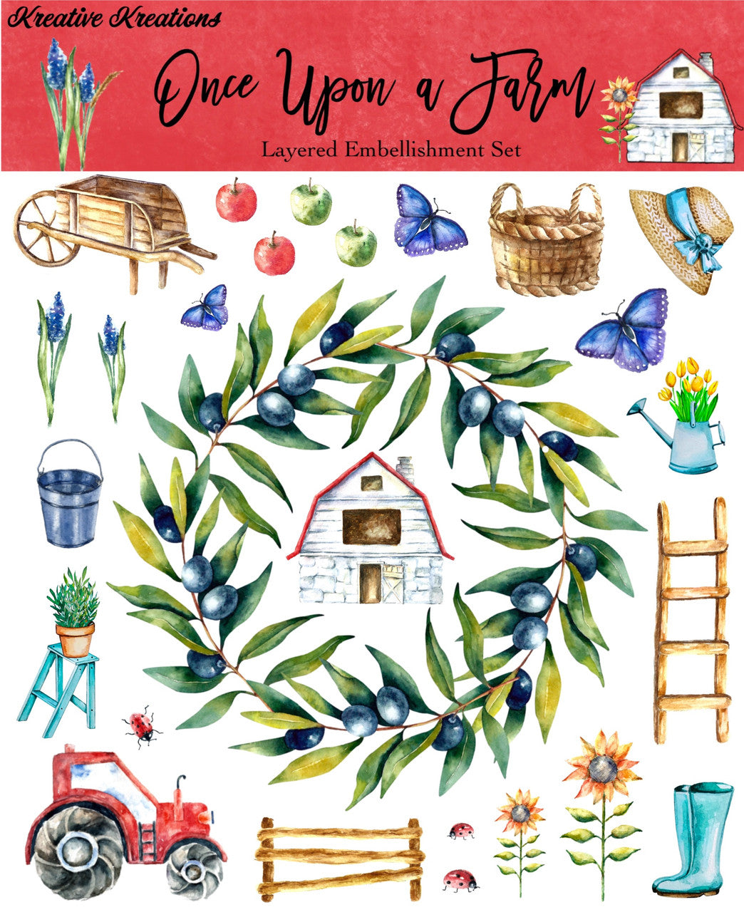 Kreative Kreations Once Upon a Farm 30 x 30 cm gelaagde versieringsset