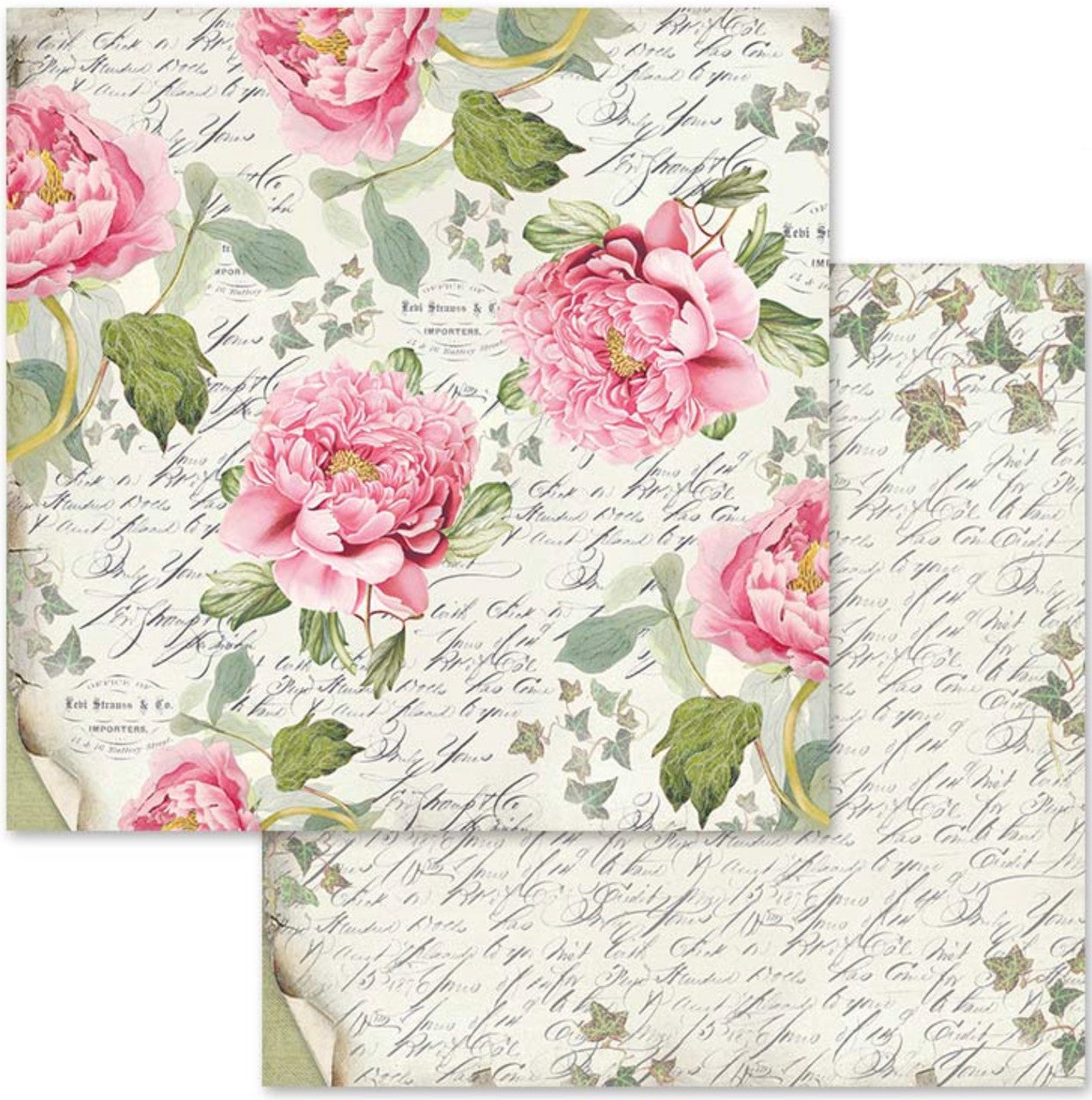 Paquete de papel Stamperia Letras y Flores 12" x 12"