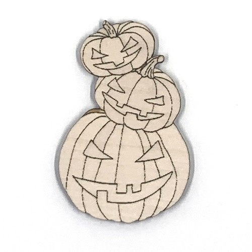 Adorno de madera del trío de calabazas de Halloween