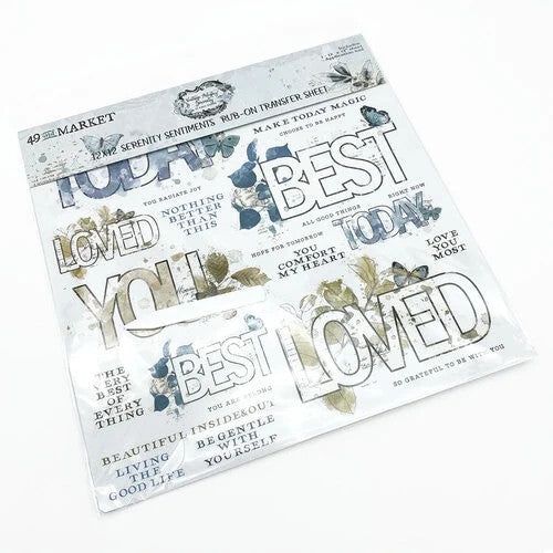 49 & Market Vintage Artistry Serenity Collection - 12 x 12 Rub-On Transfers - Sentiments