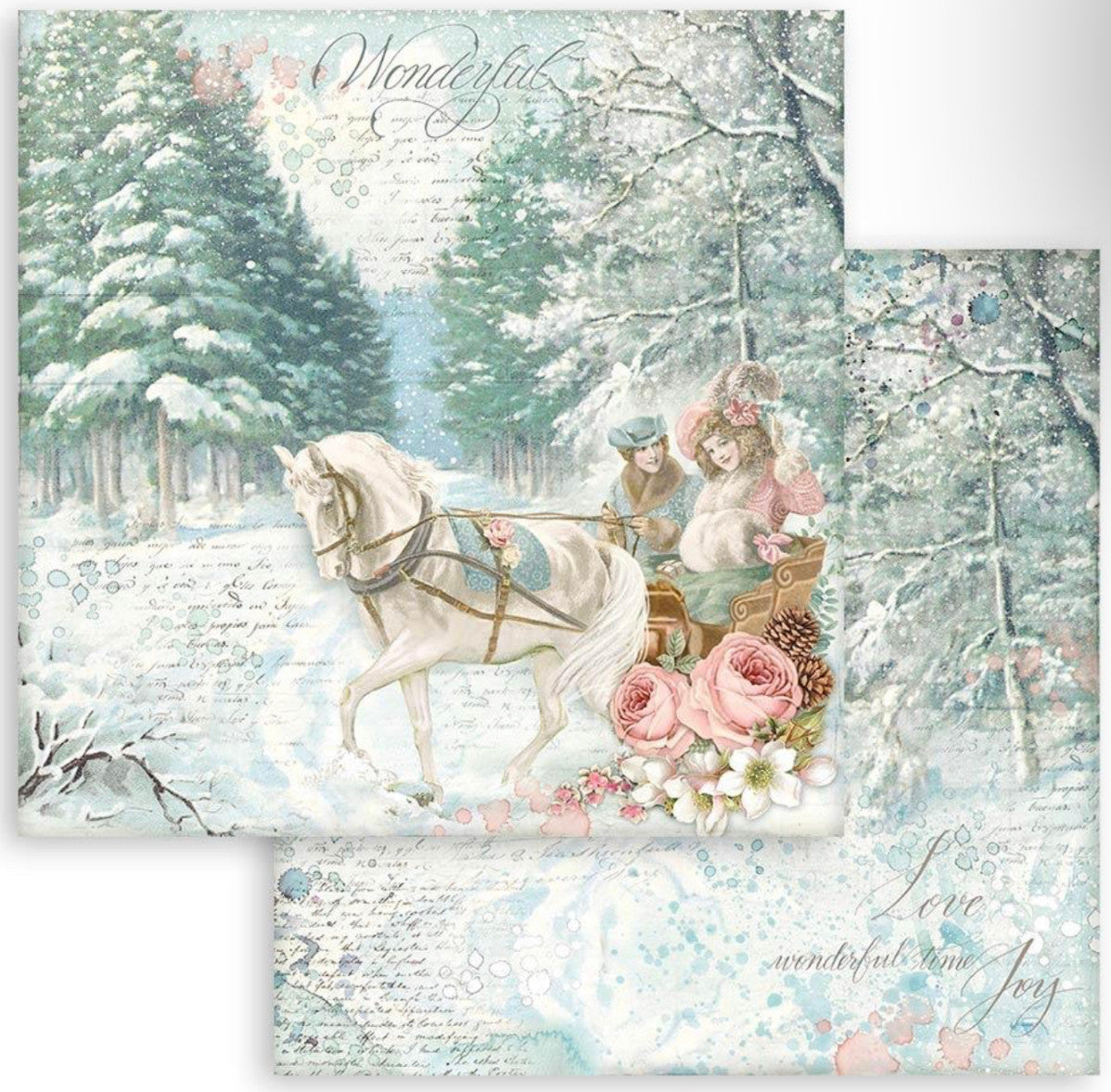 Stamperia Paquete de papel de doble cara Sweet Winter, 12" x 12"