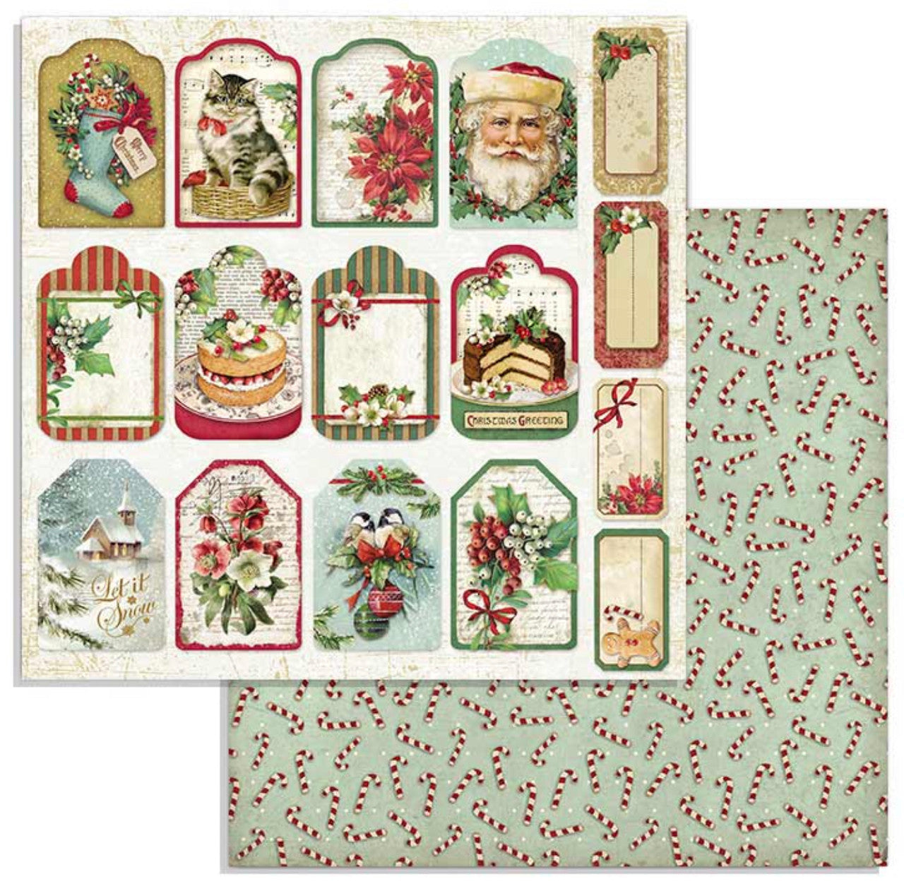 Paquete de papel navideño clásico Stamperia 8" x 8"