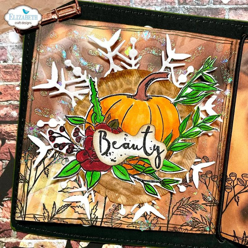 Elizabeth Craft Designs Juego de sellos de temporada de especias de calabaza