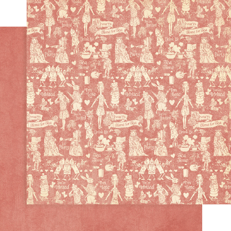 Grafisch 45 Alice's Tea Party 30 x 30 cm patronen en effen blok