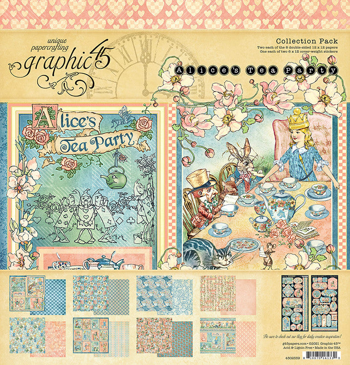 Graphic 45 Alice's Tea Party 12” x 12” Collection Pack – Kreative Kreations