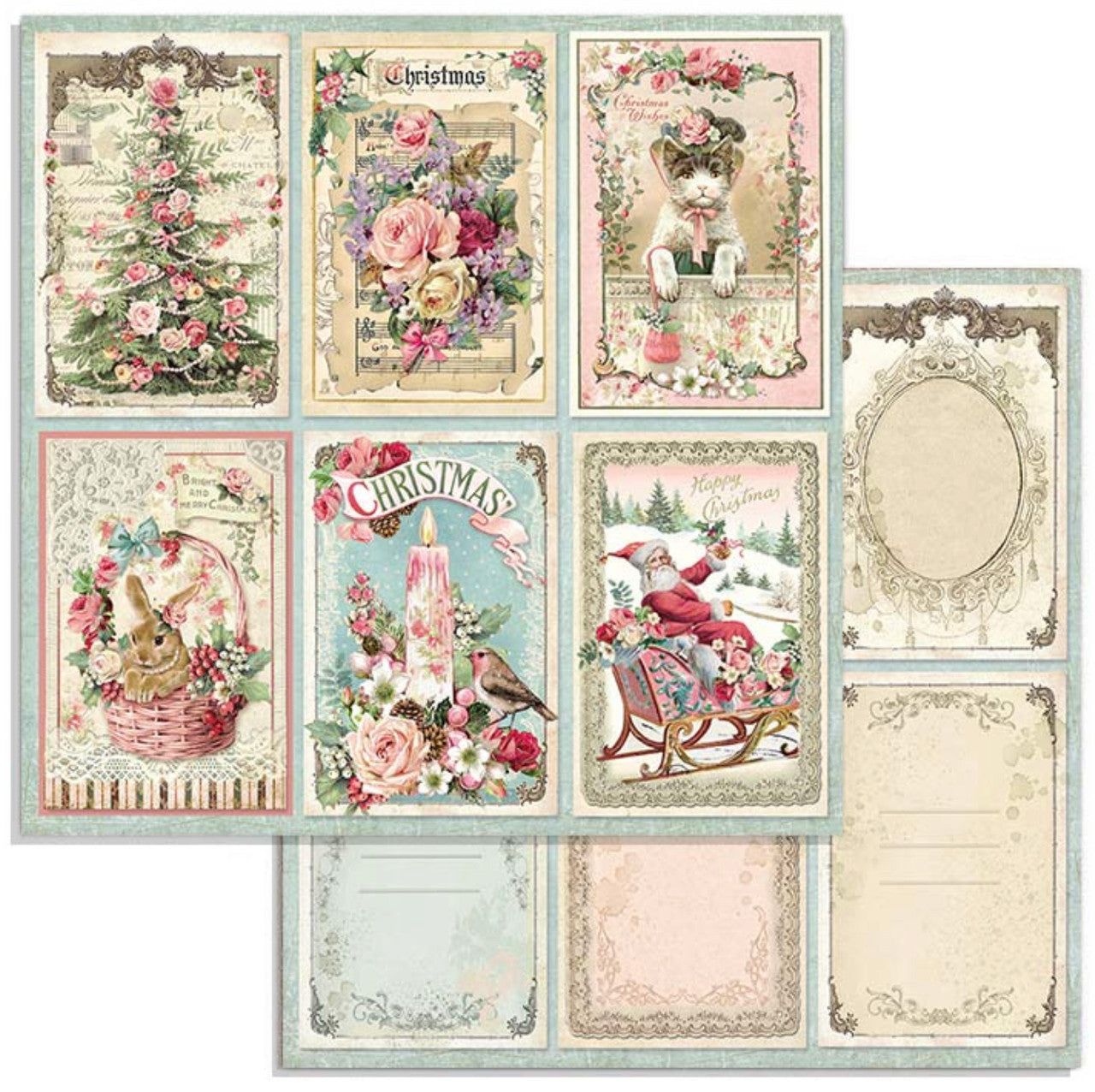 Paquete de papel navideño rosa Stamperia 8" x 8"