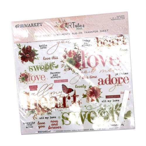 49 en Market ARToptions Rouge Sentiments 12 x 12 rub-on transferblad