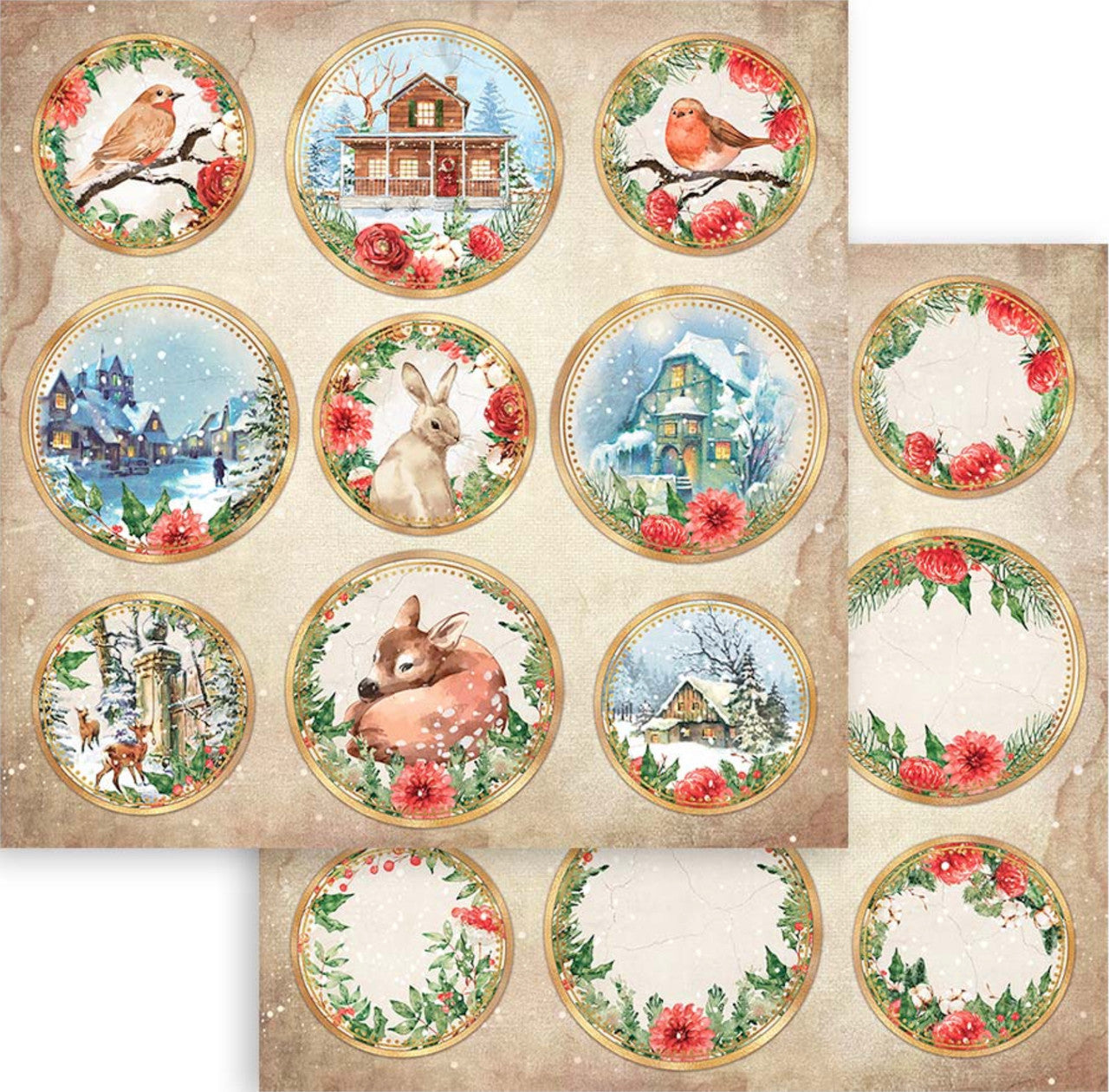 Stamperia Romantische Collectie - Huis voor de Feestdagen 30 x 30 cm Papiercollectie