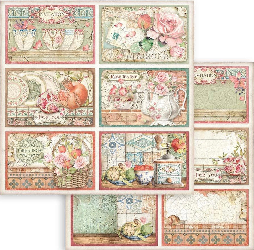 Colección de Papel Stamperia Doble Cara 12” x 12” - Casa Granada