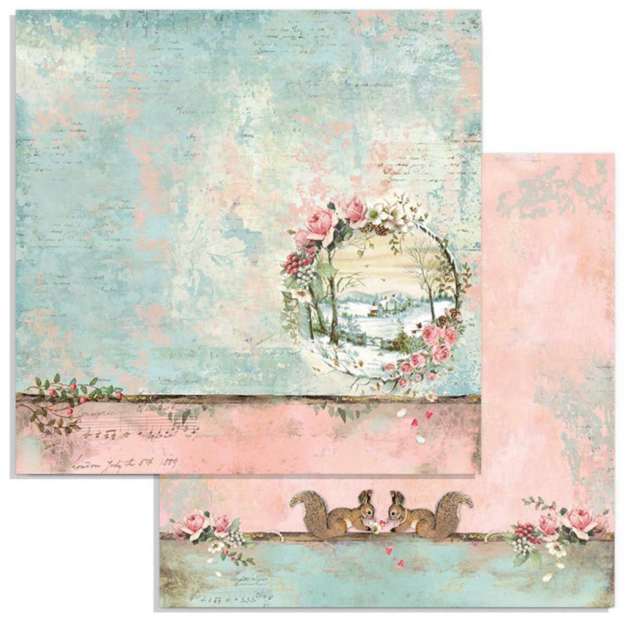 Paquete de papel navideño rosa Stamperia 8" x 8"