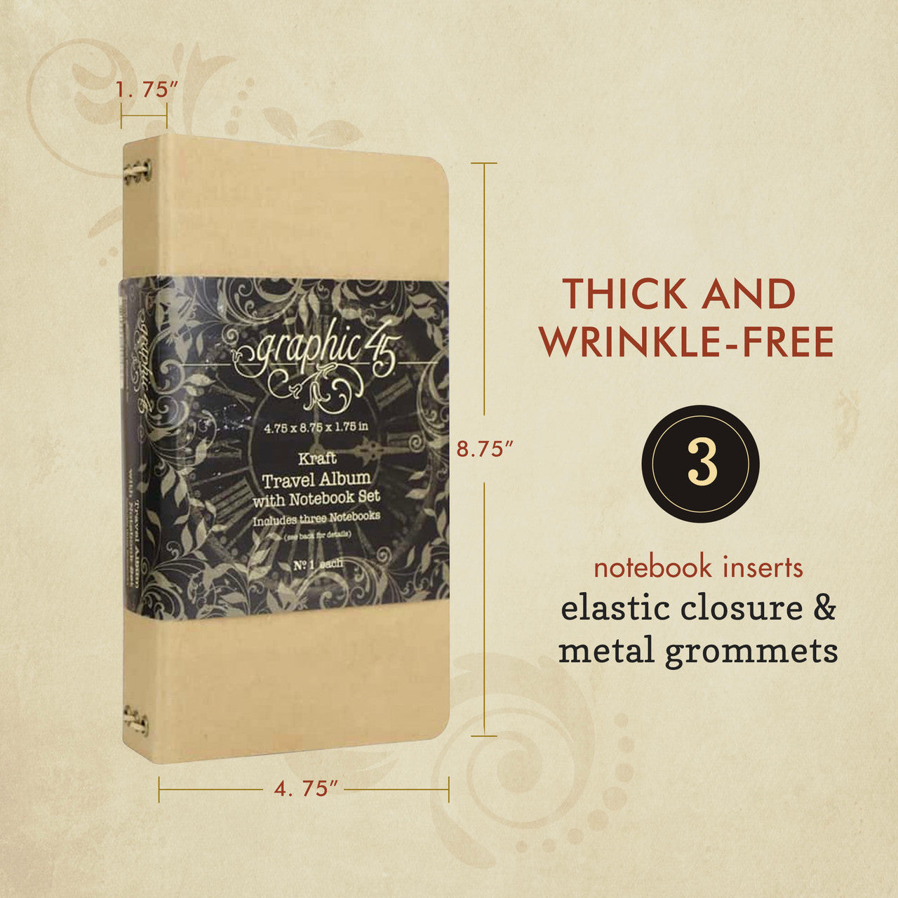 Graphic 45 Travel Album with Notebook Set Kraft