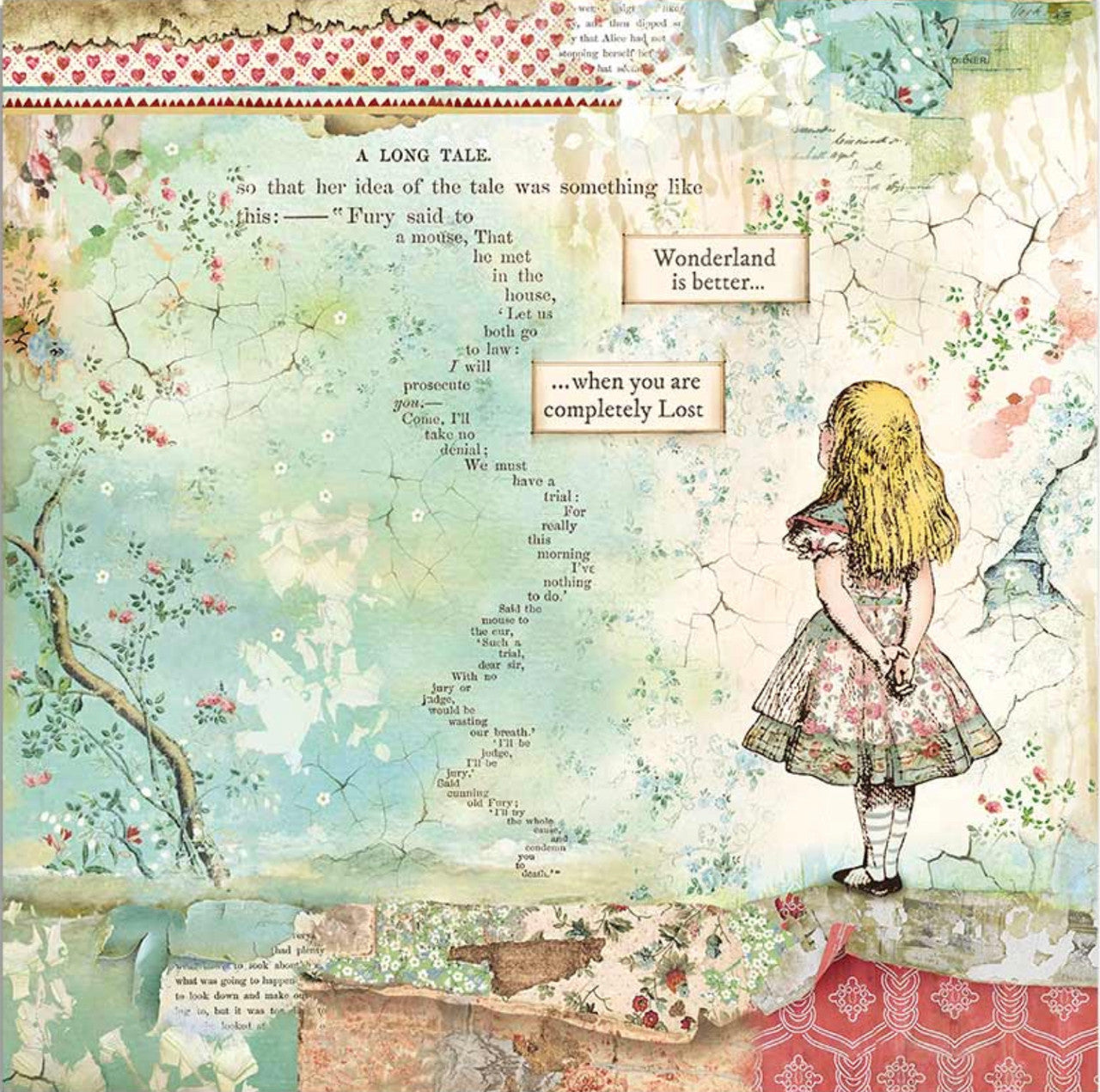 Stamperia Alice Gold 12” x 12” 22 hojas de una cara