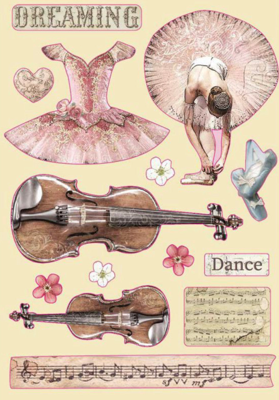 Stamperia Formas de madera de colores A5 - Passion Violin & Dance