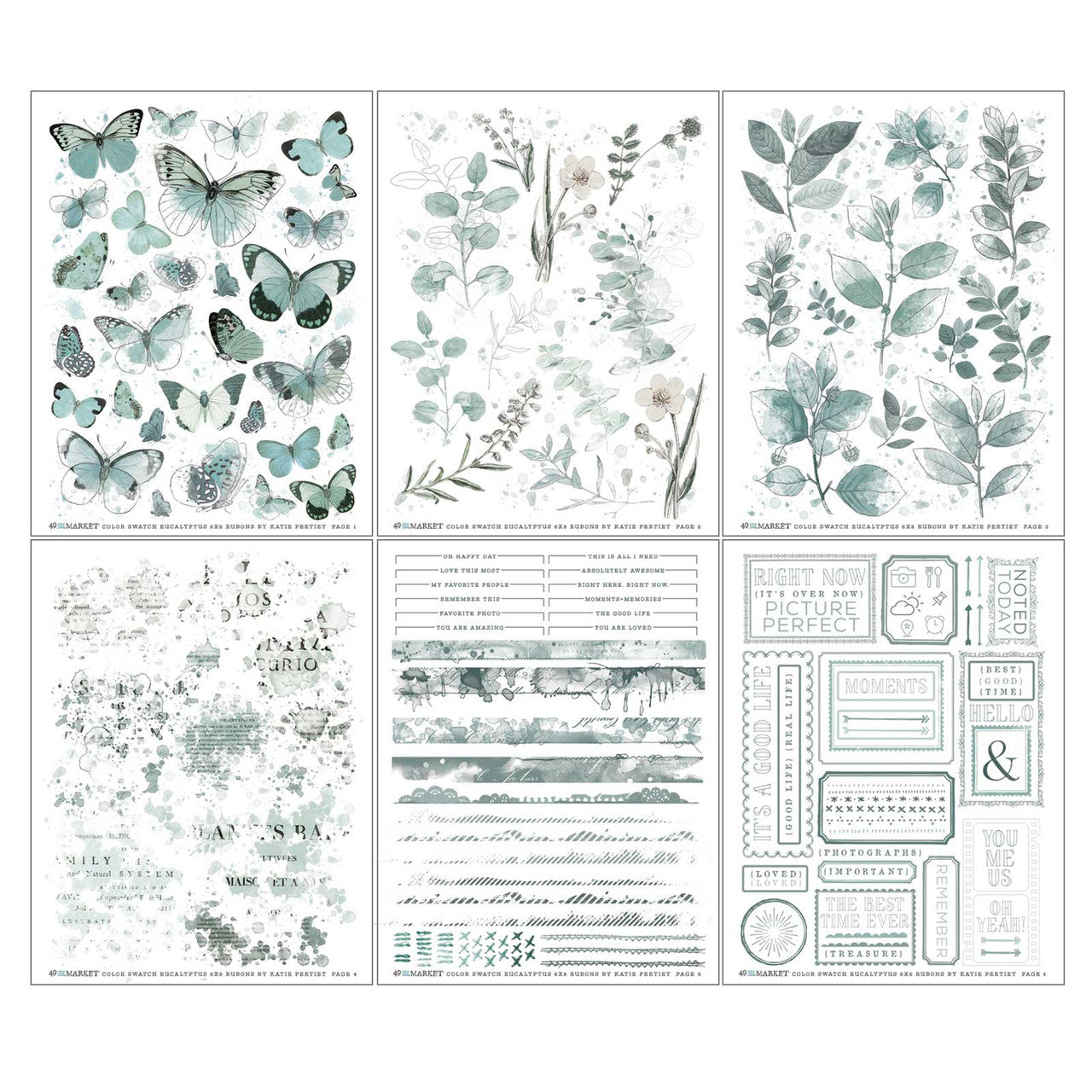 49 and Market Color Swatch Eucalyptus Rub-On Transfer Set