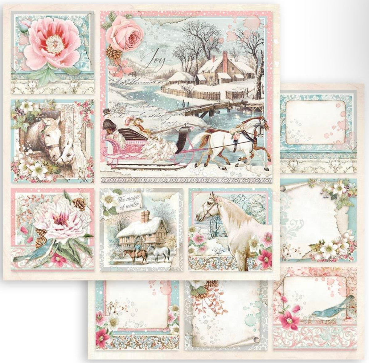 Stamperia Paquete de papel de doble cara Sweet Winter, 12" x 12"