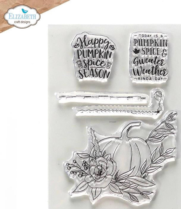Elizabeth Craft Designs Juego de sellos de temporada de especias de calabaza
