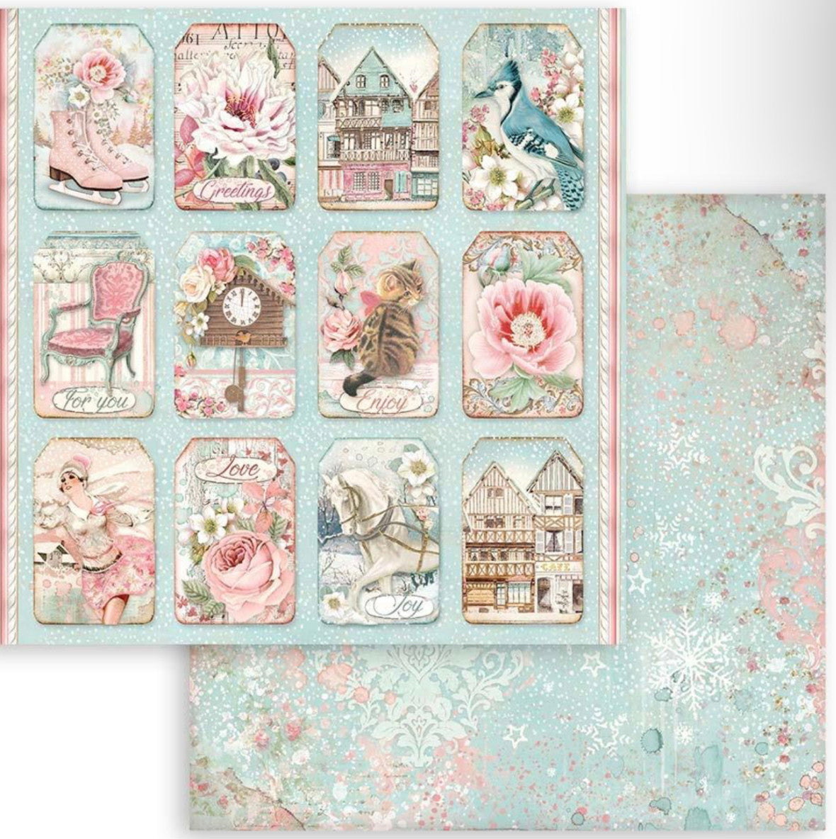 Stamperia Paquete de papel de doble cara Sweet Winter, 12" x 12"