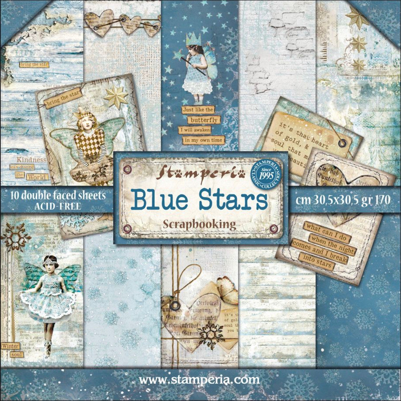 Paquete de papel Stamperia Estrellas Azules 12" x 12"