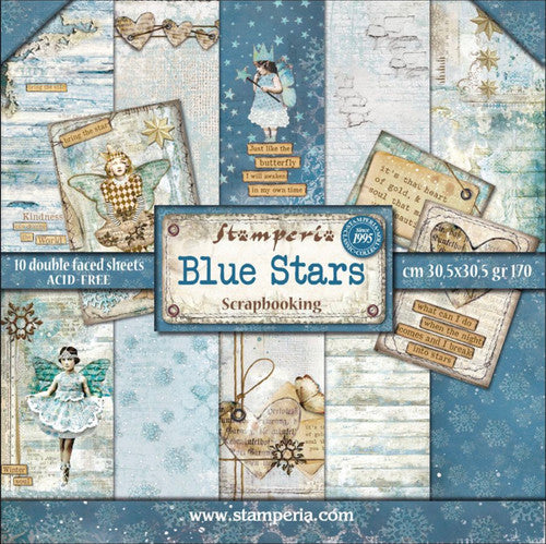 Paquete de papel Stamperia Estrellas Azules 12" x 12"