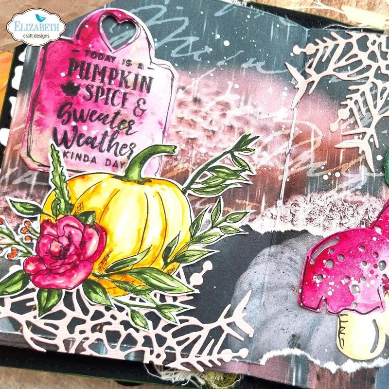 Elizabeth Craft Designs Juego de sellos de temporada de especias de calabaza
