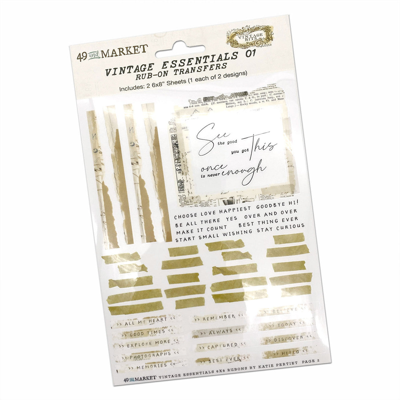 49 and Market Vintage Bits Essentials 01 Rub-on Transfers