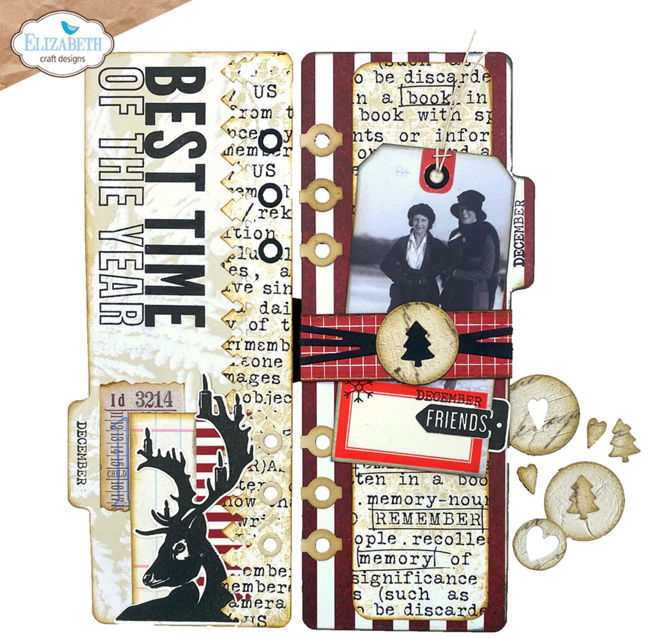 Elizabeth Craft Designs Planner Essentials 54: Juego de troqueles de metal de página 2 con media pestaña