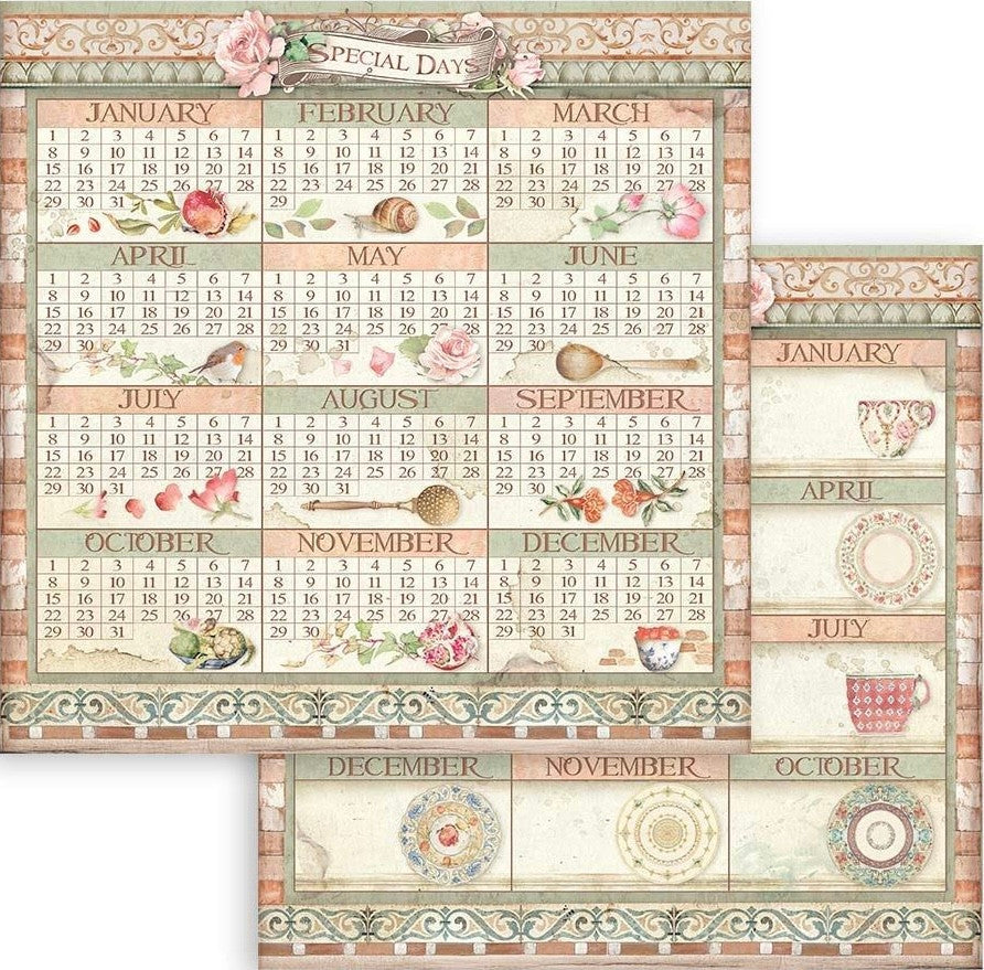 Colección de Papel Stamperia Doble Cara 12” x 12” - Casa Granada