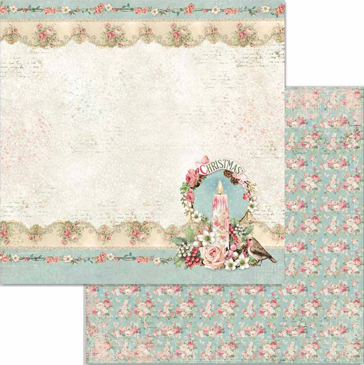 Stamperia Paquete de papel de doble cara navideño rosa, 6" x 6"