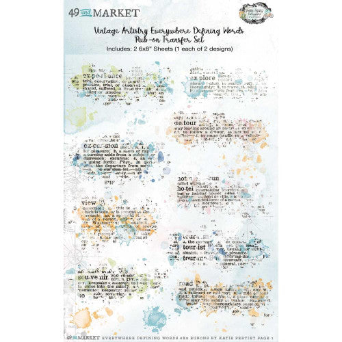 49 en Market Vintage Artistry overal definiërende woorden Rub On Transfer Set