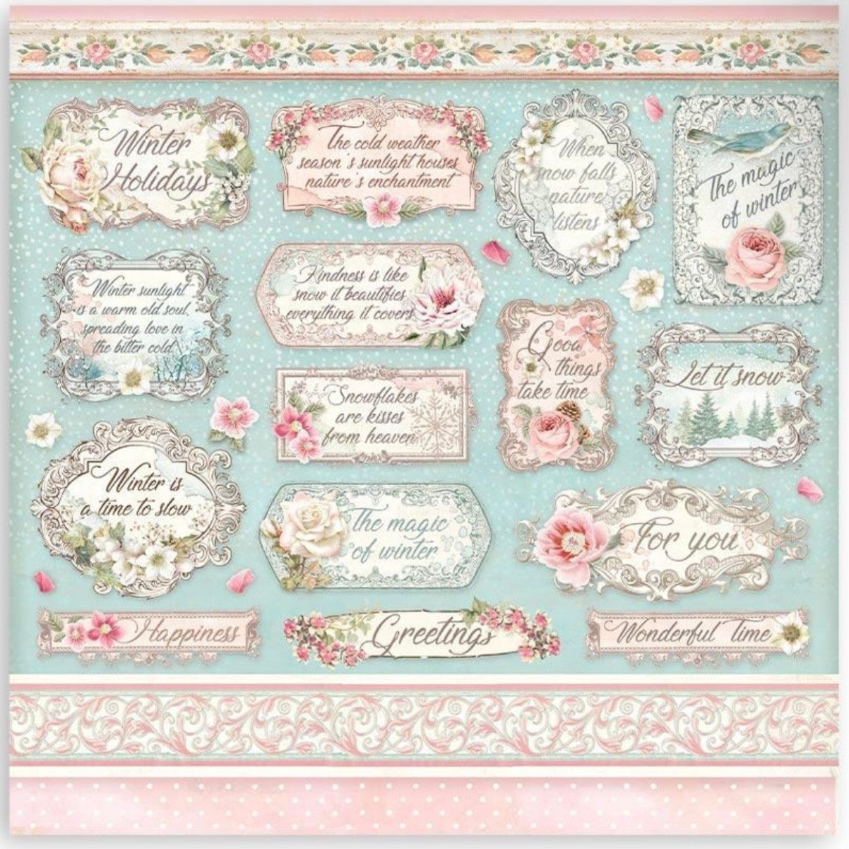 Stamperia Paquete de papel de doble cara Sweet Winter, 12" x 12"