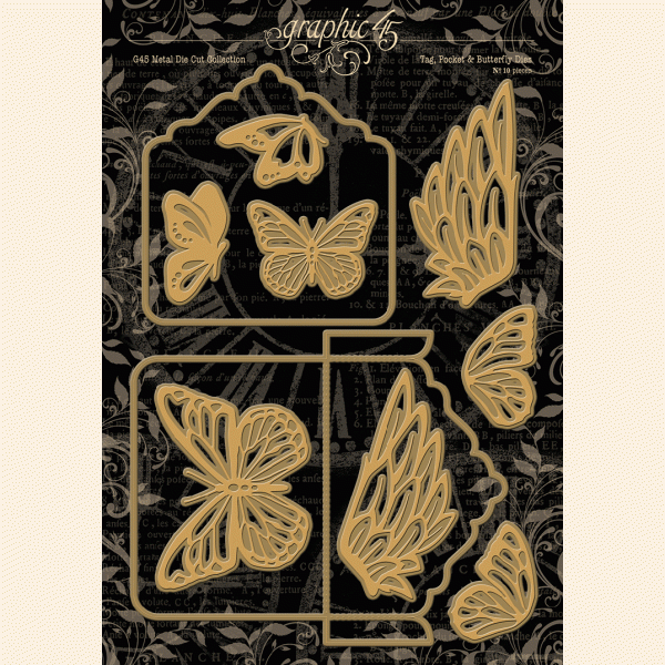 Troqueles de mariposa y bolsillo con etiqueta Graphic 45