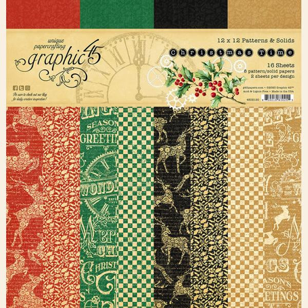 Graphic 45 Christmas Time 12” x 12” Patterns and Solids