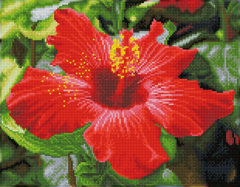 Diamond Dotz SQUARES Hibiscus in Bloom