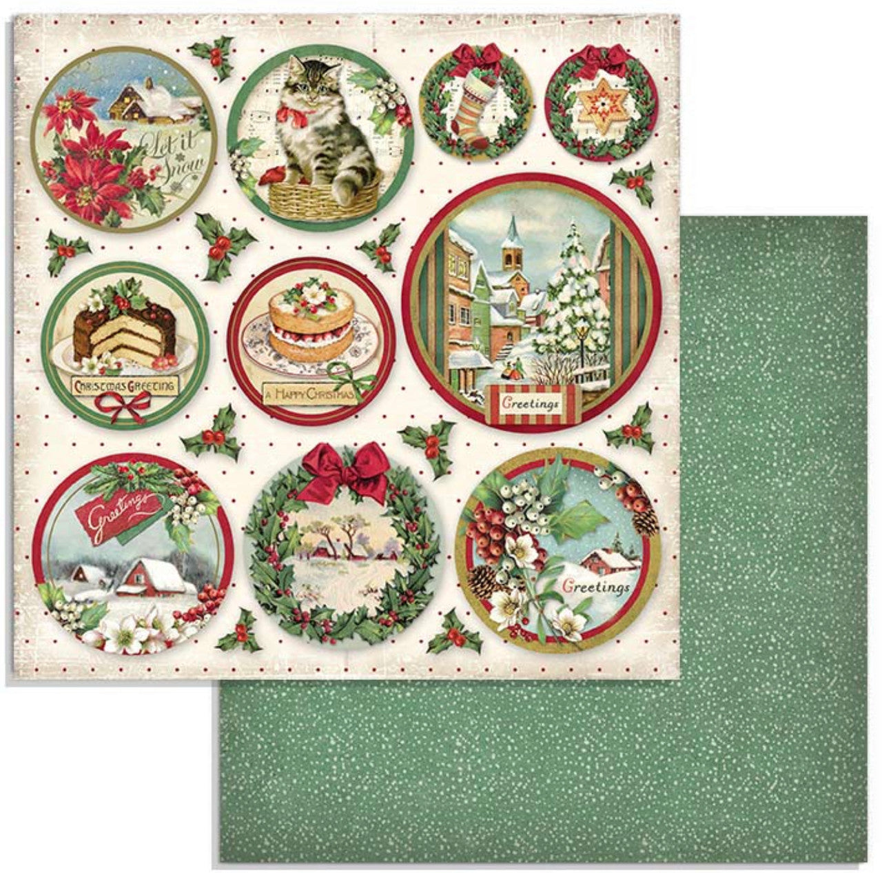 Paquete de papel navideño clásico Stamperia 8" x 8"