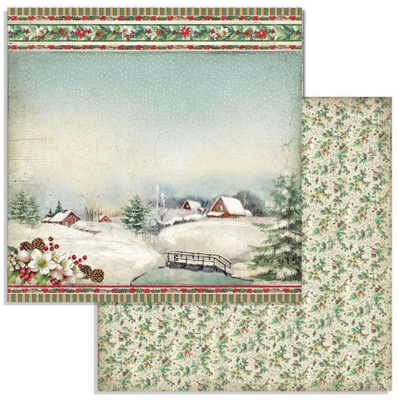 Paquete de papel navideño clásico Stamperia 8" x 8"