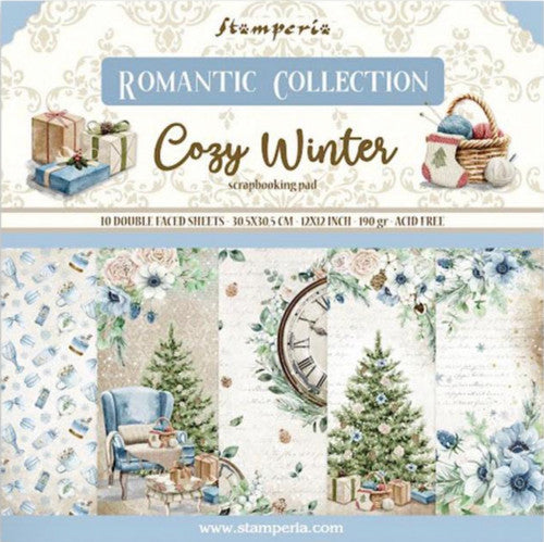 Colección Romántica Stamperia - Colección de papel Acogedor Invierno de 12" x 12"