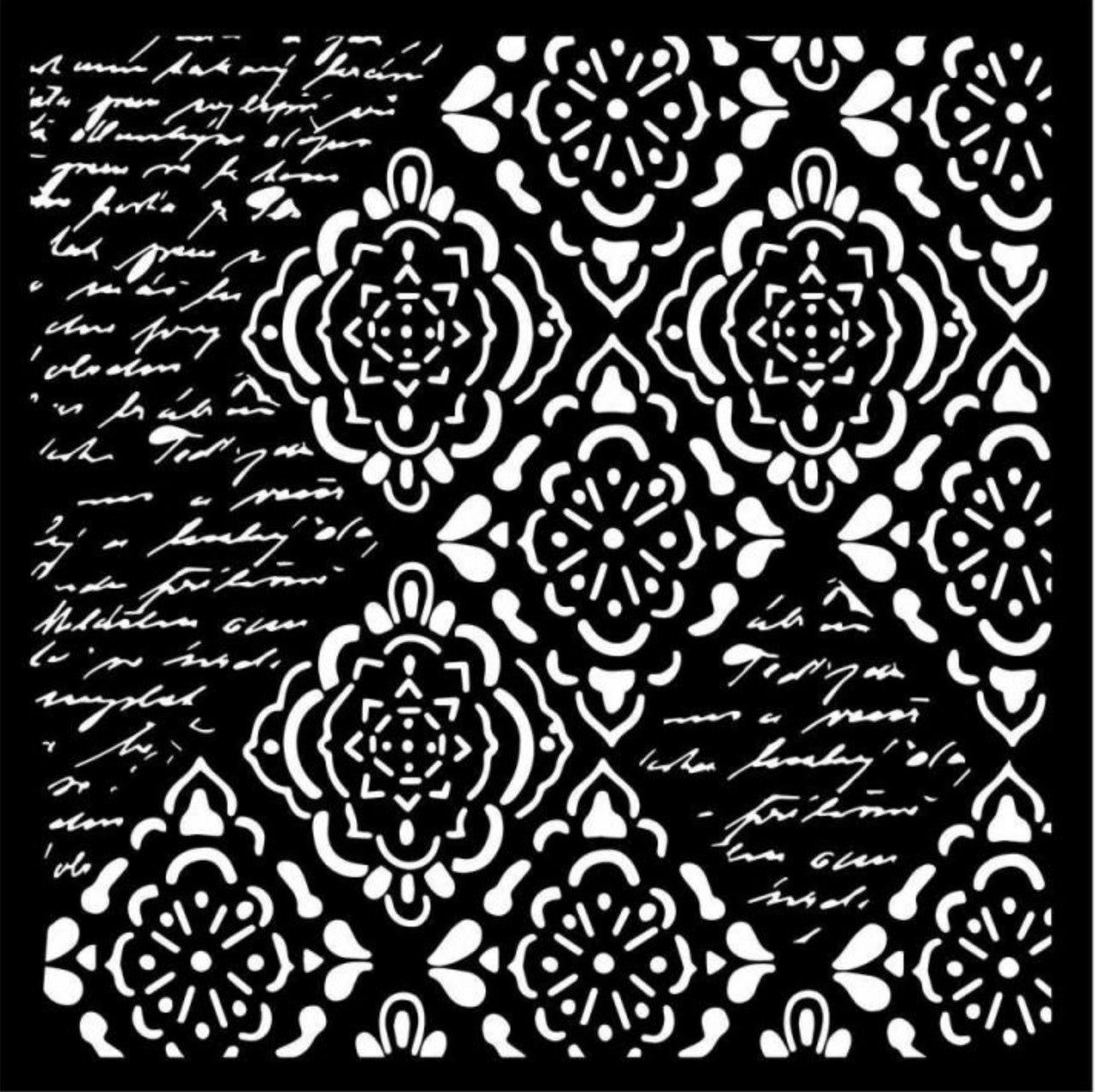 Stamperia Thick Stencil Wallpaper Rhombus & Writings