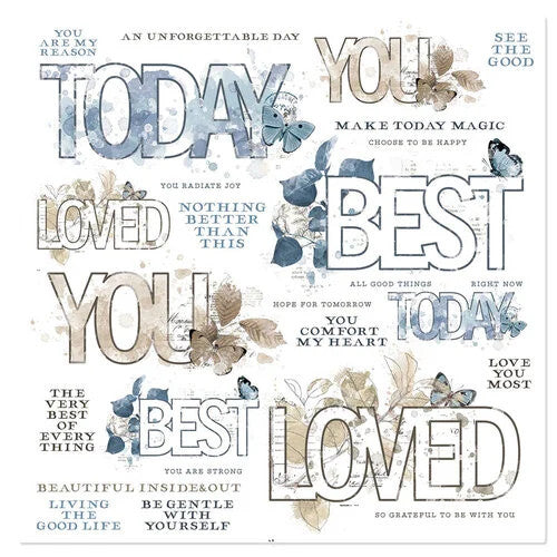 49 & Market Vintage Artistry Serenity Collection - 12 x 12 Rub-On Transfers - Sentiments