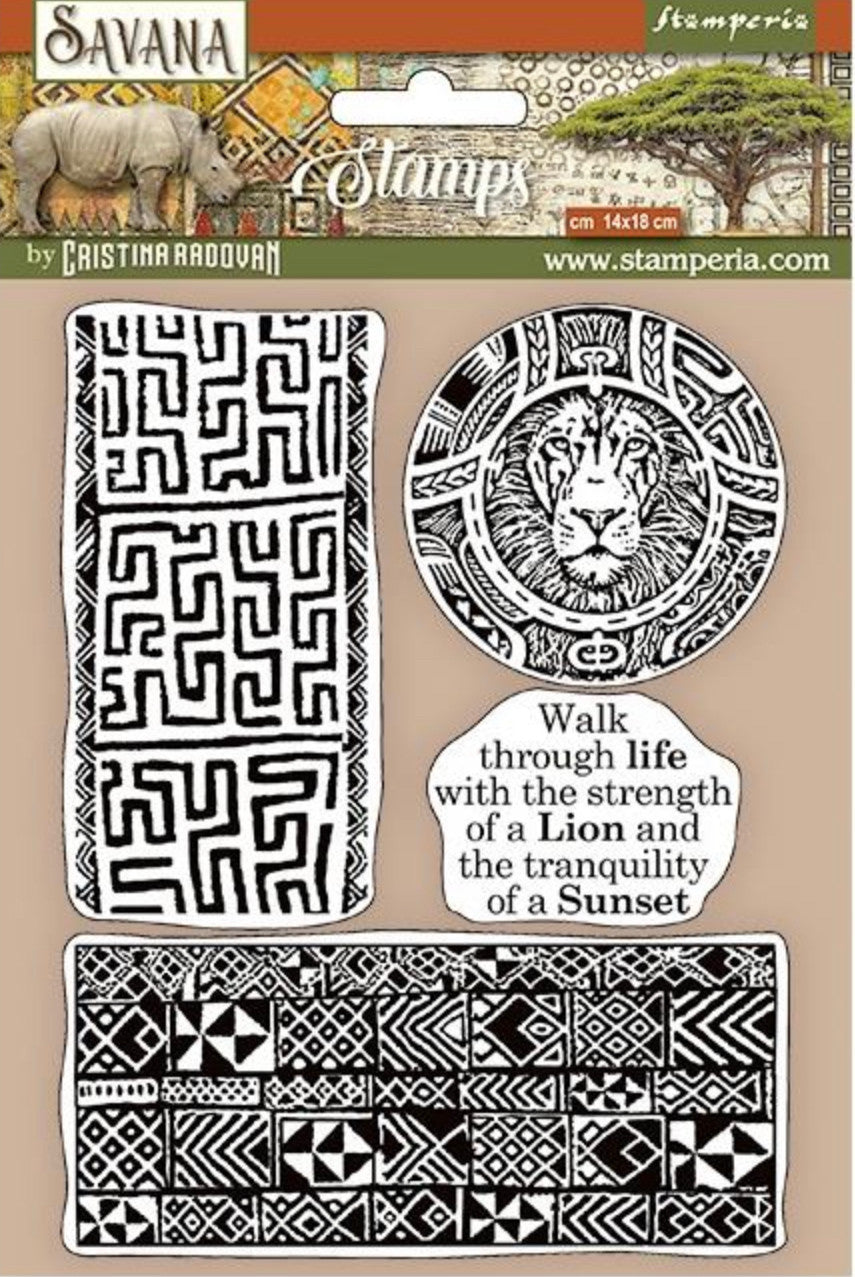 Stamperia HD Natural Rubber Stamp  - Savana Ethnic Borders