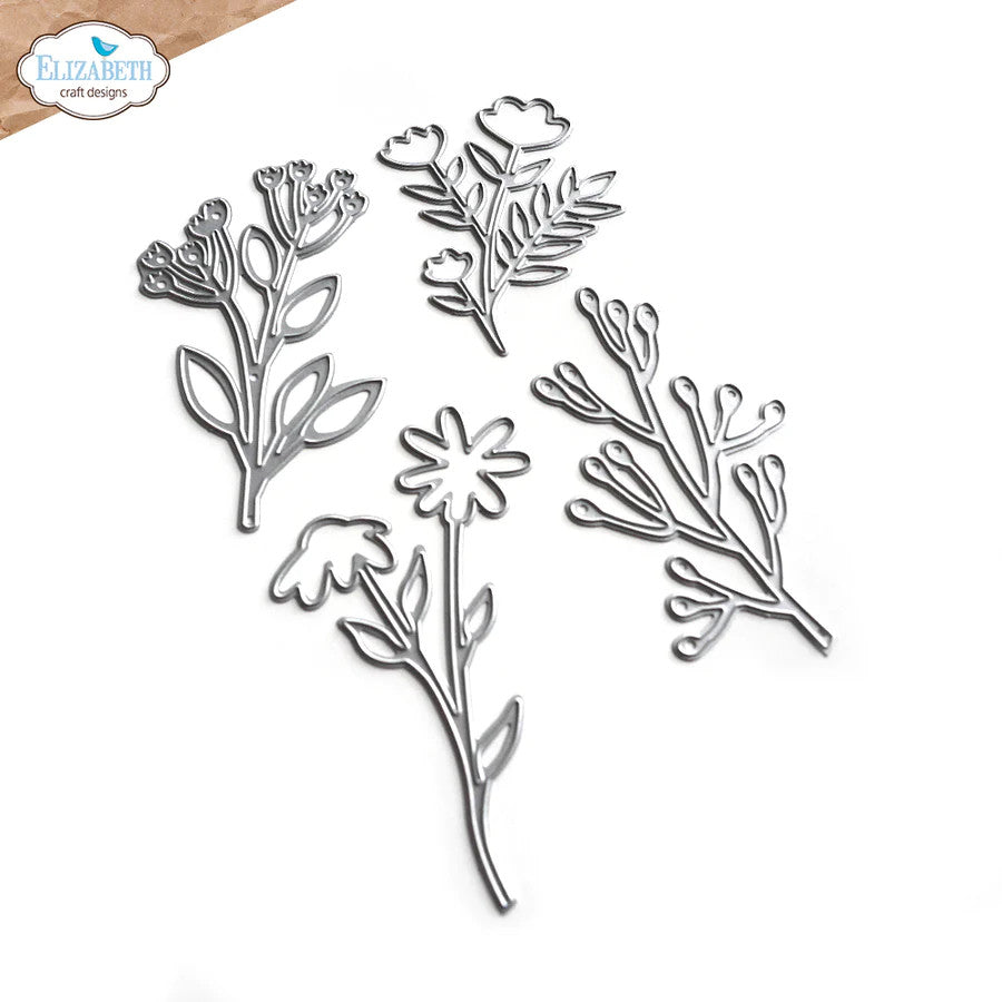 Elizabeth Craft Designs Juego de troqueles con flores de tallo Everyday Elements