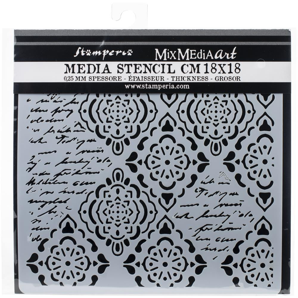 Stamperia Thick Stencil Wallpaper Rhombus & Writings
