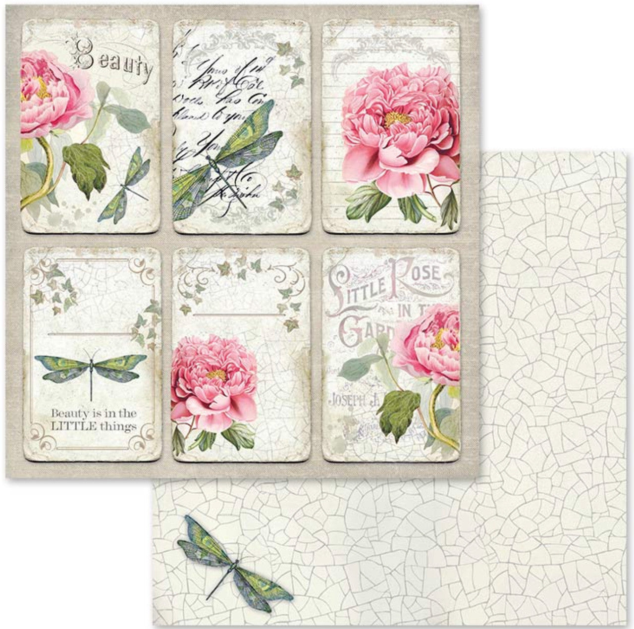 Paquete de papel Stamperia Letras y Flores 12" x 12"