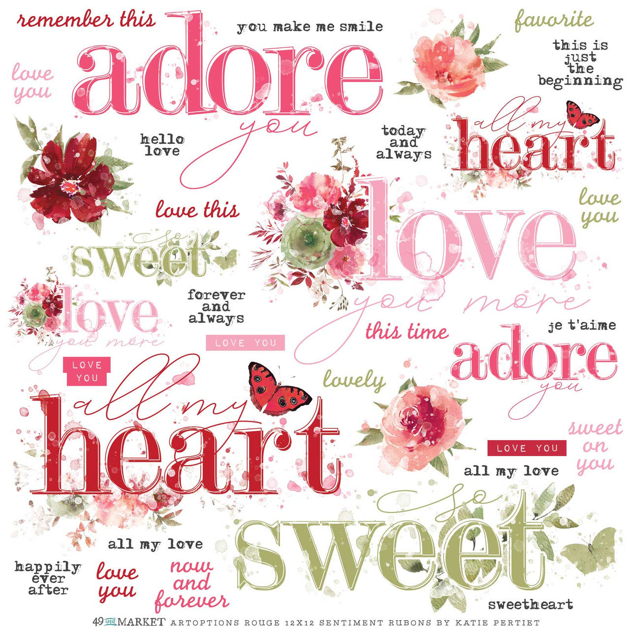 49 en Market ARToptions Rouge Sentiments 12 x 12 rub-on transferblad