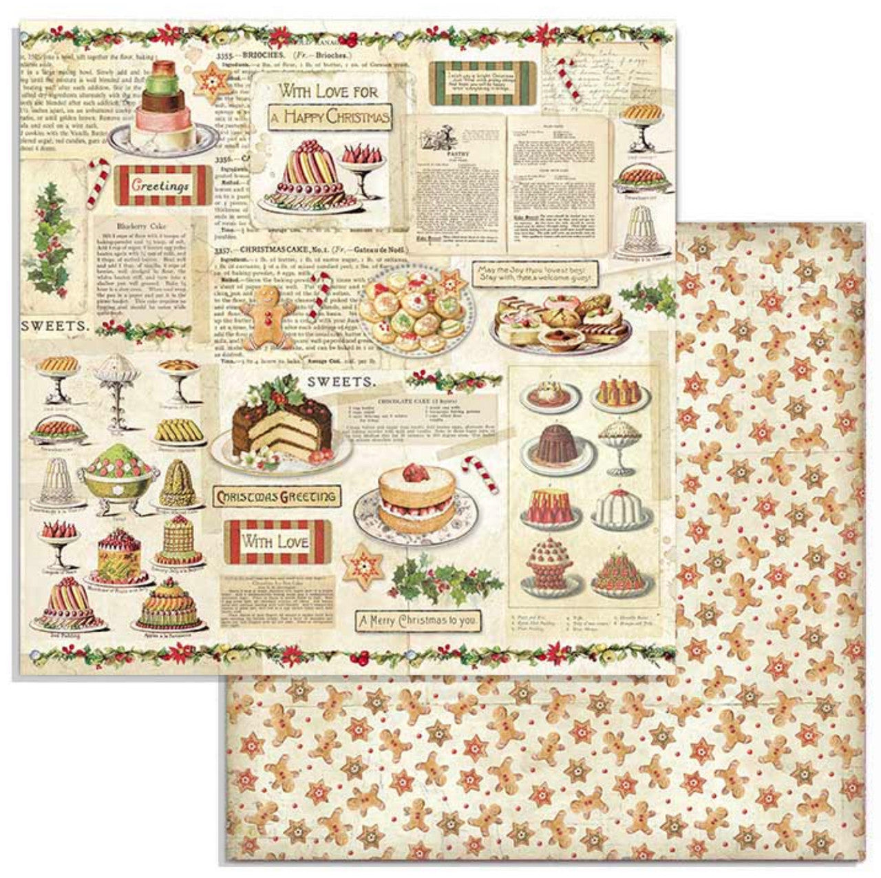 Paquete de papel navideño clásico Stamperia 8" x 8"