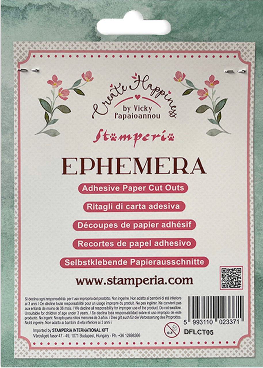 Stamperia zelfklevende Ephemera - Creëer geluk Katten en accessoires