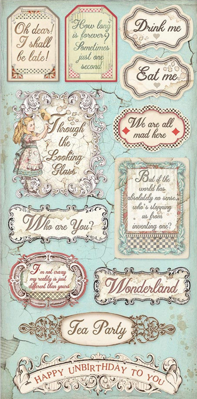 Stamperia Collectables 15 x 30 cm Alice door het kijkglas